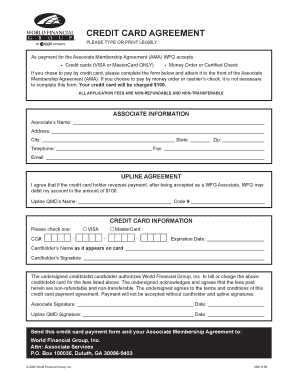 CREDIT CARD AGREEMENT WFG  Form