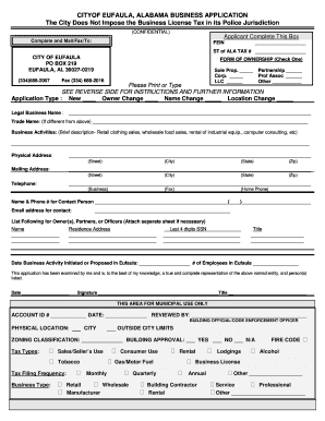 Business License Alabama  Form