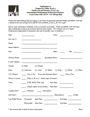 Ibew 1245 Hiring Hall  Form