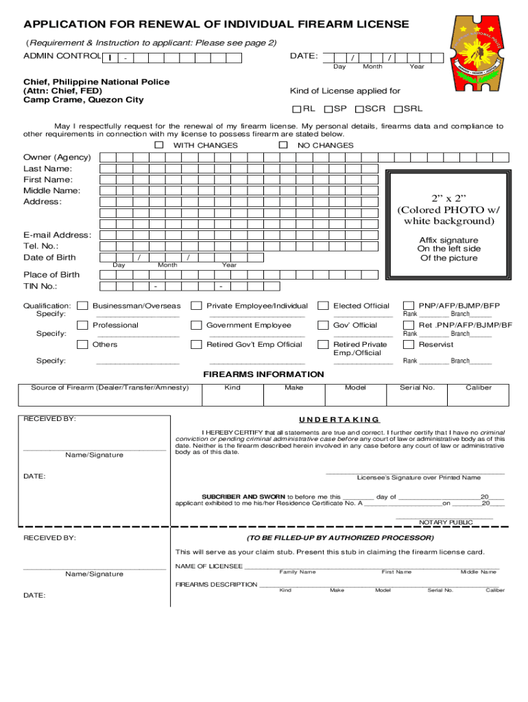 Firearms Registration Form