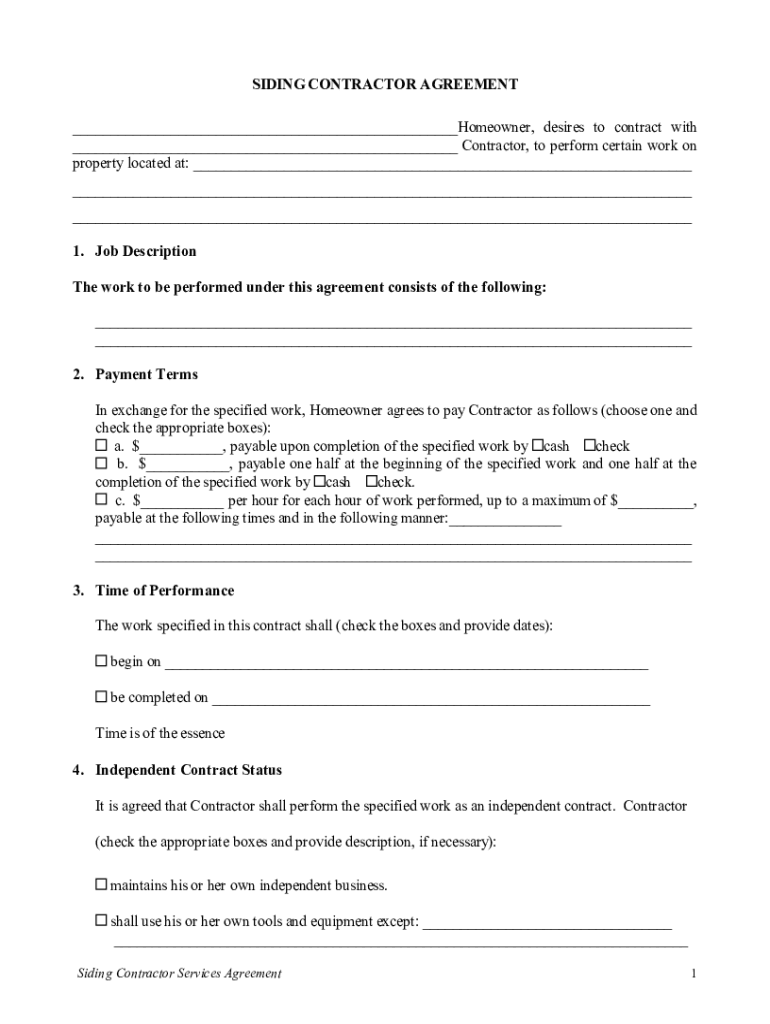 Get and Sign Siding Work Service Agrement PDF  Form