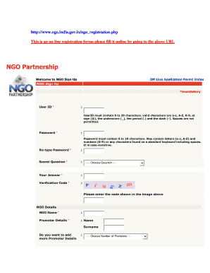 Ngoindiagovinngoregistrationphp Form