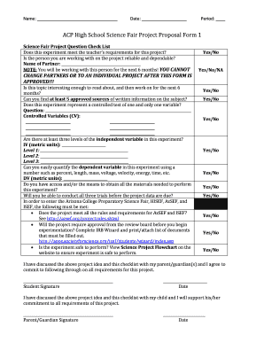 Science Fair Proposal Form