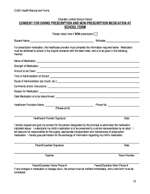 Medication Consent Form for School