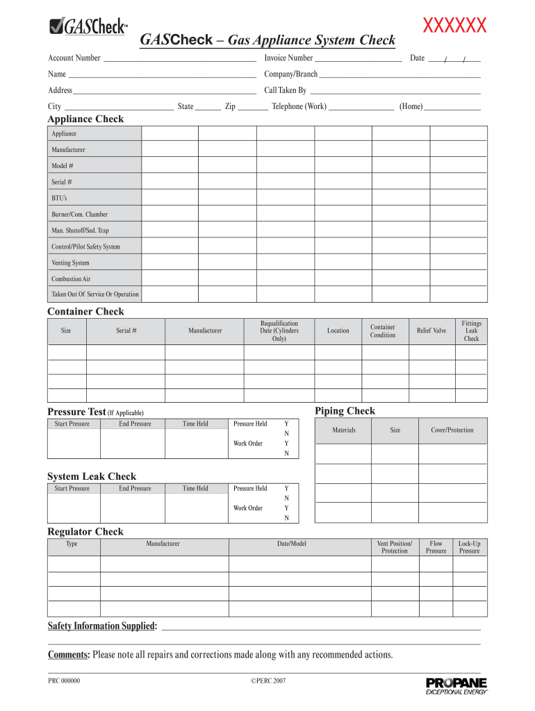 Gas Check Forms