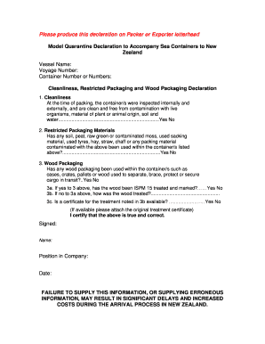 Quarantine Declaration Form Nz