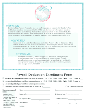 Payroll Deduction Enrollment Form Dominosbiz Com