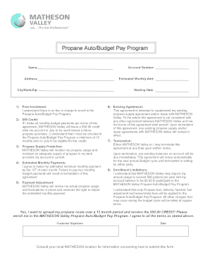 Matheson Propane Prices  Form