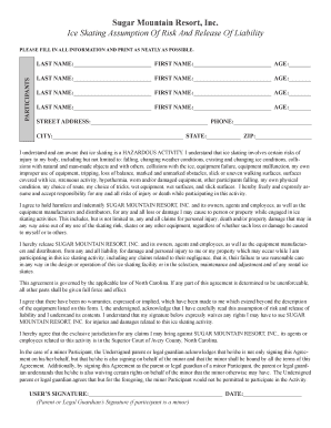 Sugar Mountain Waiver  Form