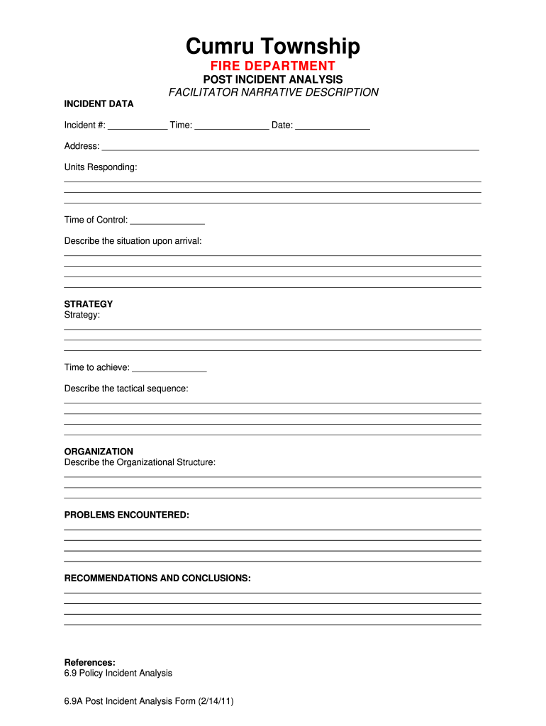  Post Incident Analysis Template 2011-2024