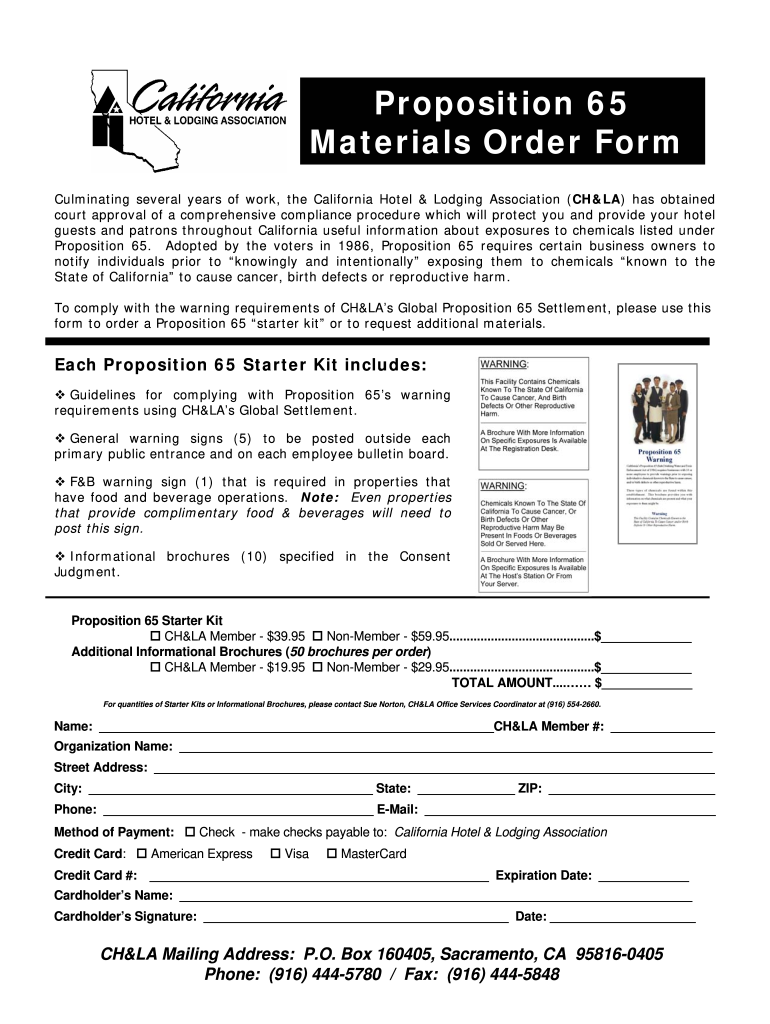 Prop 65 Compliance Form Letter