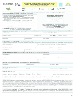 Mass Save Electric Water Heater Rebate Form