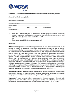 Schedule Z Additional Information Required for Net NStar