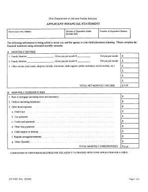 JFS 01681 Ohio Department of Job and Family Services  Form