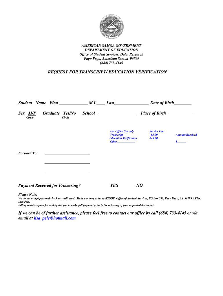 American Samoa Community College Application Form