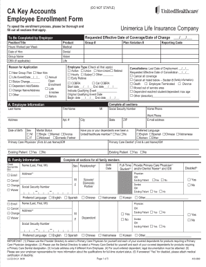 Ca Key Accounts Employee Enrollment Form