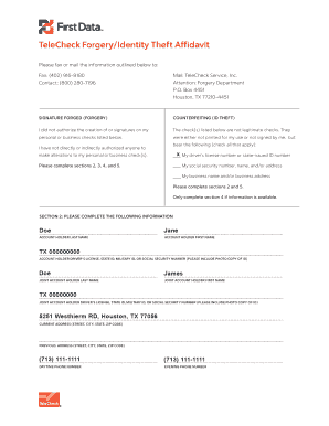 Telecheck Fraud  Form