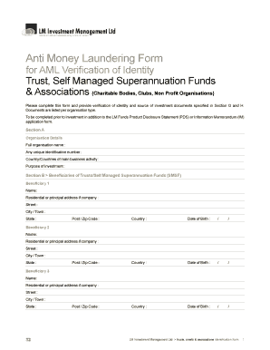Anti Money Laundering Form PDF