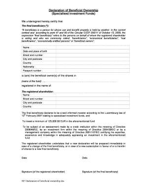 Ownership Declaration Form