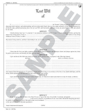 Form No 112 Last Will Washington Legal Blank