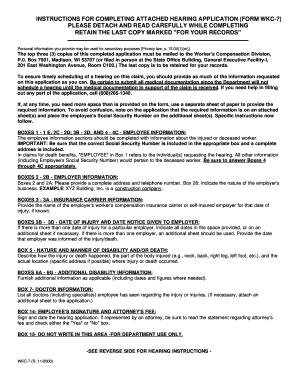 Instructions for Completing Attached Hearing Application Form Wkc 7