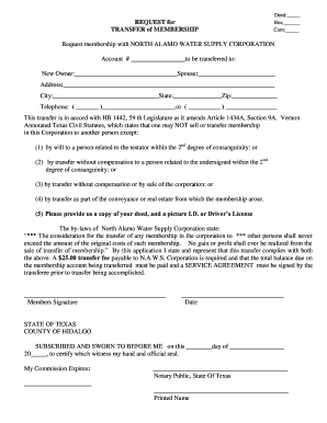 North Alamo Water Supply Payment  Form