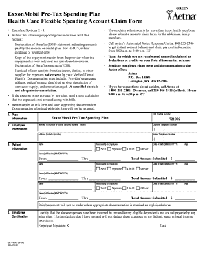 Exxonmobil Aetna Flexible Spend Form