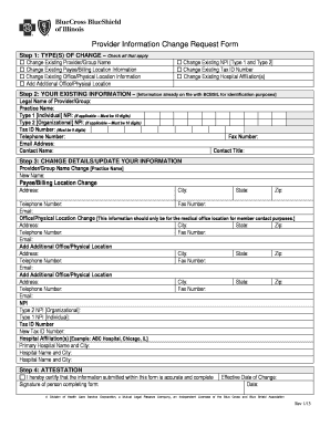  Provider Information Change Request Form Blue Cross Blue 2013-2024