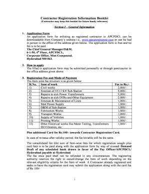 Class 5 Contractor Registration in Andhra Pradesh  Form