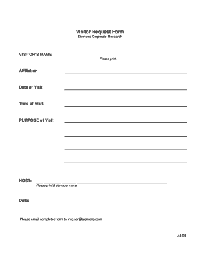 Visitor Request Form Template Word