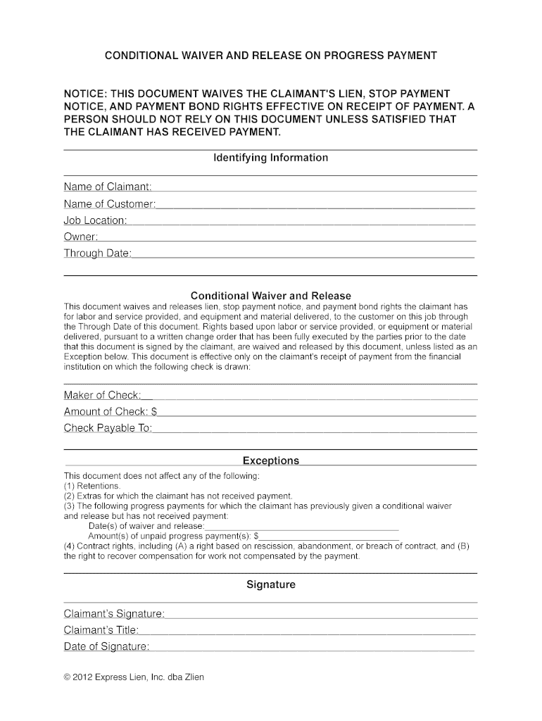 Conditional Lien Waiver Tennessee  Form
