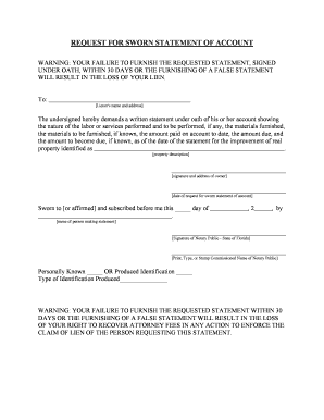 Sworn Statement of Account Template  Form