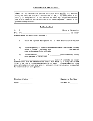 Employment Gap Affidavit Format