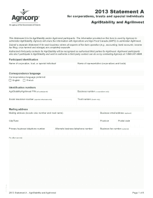 Statement a Agricorp  Form