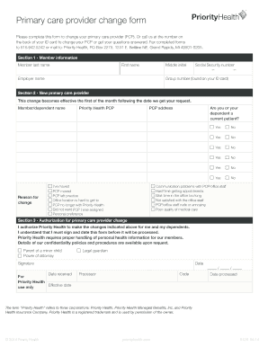 Priority Health Pcp Change Form