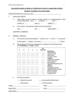 OCCLSA Student Evaluation Form DOC
