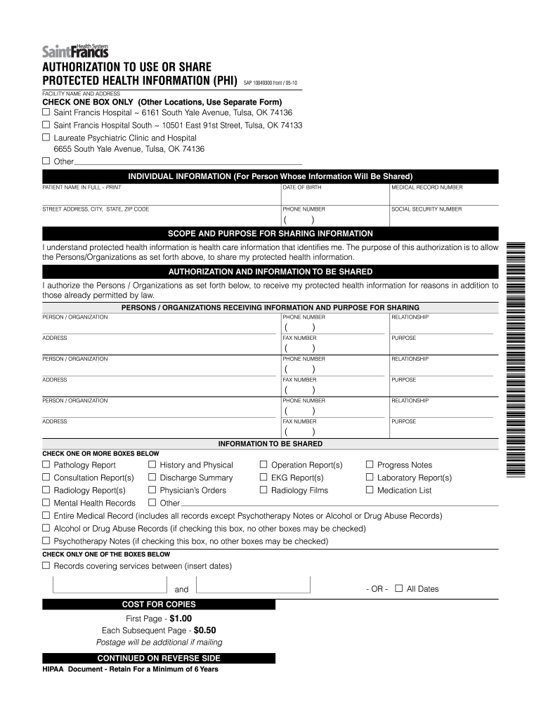 St Francis Hospital Doctors Note  Form