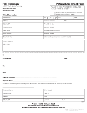 Falk Pharmacy Patient Enrollment Form