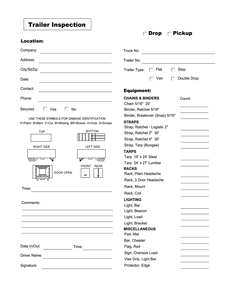 Trailer Inspection Checklist  Form