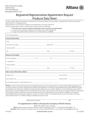  Registered Representative Appointment Request Producer Data 2009