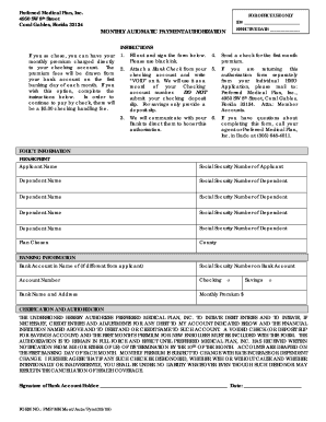 Wellcare Automatic Draft Form