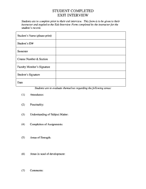 Exit Form for Students