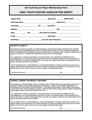 Soccer Waiver Form