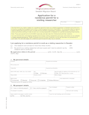 Application for a Residence Permit for a Visiting Researcher, 127011 Use This Form If You Wish to Apply for a Residence Permit T