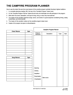 Get and Sign Boyscout Campfire Program Form 1993