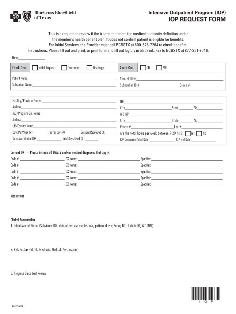 Bcbs Tx Iop Form