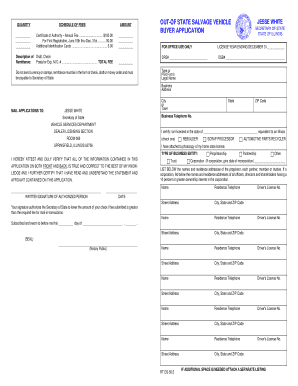 Out of State Salvage Vehicle Buyer Application CyberDrive Illinois  Form