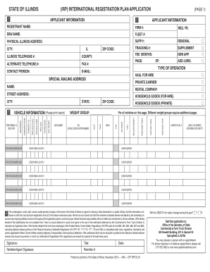 Irp International Registration Plan Application CyberDrive Illinois  Form