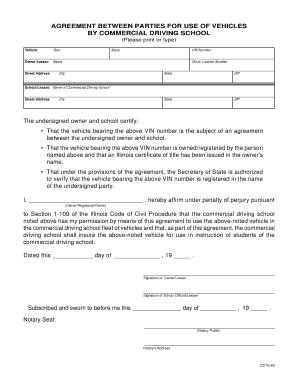 Agreement between Parties for Use of Vehicle by Commercial Form