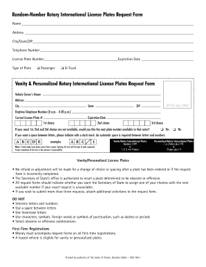 Rotary License  Form